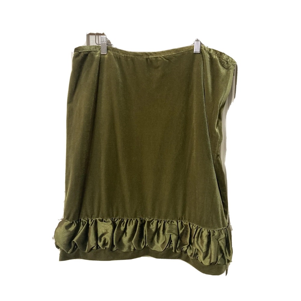 GREEN VELVET 14W Plus NWT avocado shabby chic ruffle Skirt Grace Elements